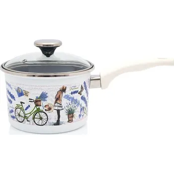 Hrnec Metalac Provance, smaltovaný rendlík se skleněnou poklicí 16 cm, 2,6 l