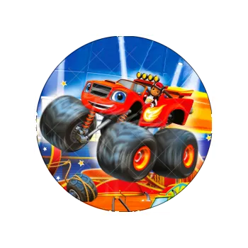 Jedlá dekorace na dort PLAMÍNEK A ČTYŘKOLÁK jízda, VARIANTA Jedlý papír 1136