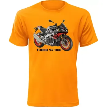 Pánské tričko s motorkou Aprilia Tuono V4 1100 oranžové