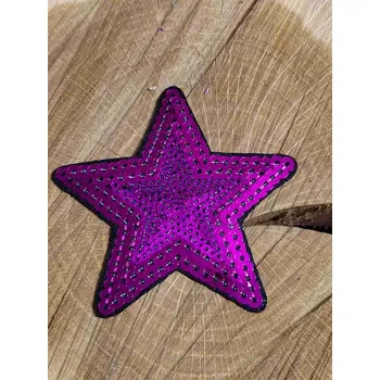 Textilní nažehlovací páska Nažehlovačka hvězda flitrová barva cyklámen