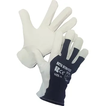 Pracovní rukavice BAN BETA 03050 / Kombinované rukavice s gumičkou - bílá/tmavě modrá 10
