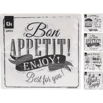 Papírový ubrousek ubrousky 33x33cm 20ks BBQ mix