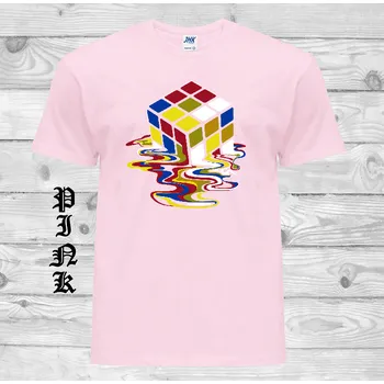 Chlapecké tričko detske-levne-bavlnene-tricko-potisk-tajici-Rubikova-kostka Barva: Pink - růžová, velikost: 128