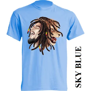 detske-levne-bavlnene-tricko-potisk-reggae-lev-bob-marley Barva: Sky blue - nebesky modrá, velikost: 152