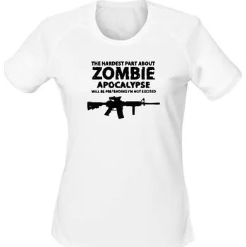 Dámské tričko Dámské funkční tričko Zombie Apocalypse M4 Carbine - bílá