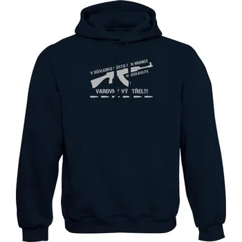 Pánská mikina Mikina s kapucí VAROVNÝ VÝSTŘEL - námořní modrá