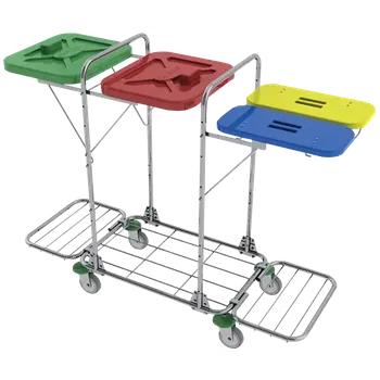 Odpadkový koš VK 120 - 80R vozík na třídění odpadu a prádla, ruční otevírání plast - VK - zelená + žlutá + modrá + zelená