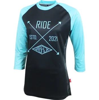 cyklistický dres Nabajk Pradeed ladies jersey 3/4 sleeve black/turquoise M
