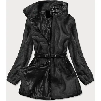 Černá kožešinová bunda se stojáčkem (GSQ2228) odstíny černé XL (42)