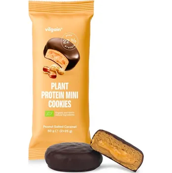 Vilgain Plant Protein Mini Cookies BIO – Arašídy se slaným karamelem 50&nbsp;g (2 x 25 g)