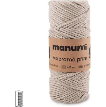Příze Manumi Macramé příze stáčená 3PLY 3mm písková