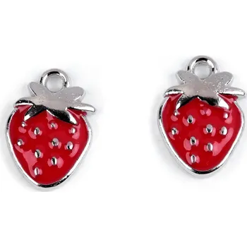 Kovový přívěsek / taháček na zip banány, víno, jahody, malé, 3 červená jahoda