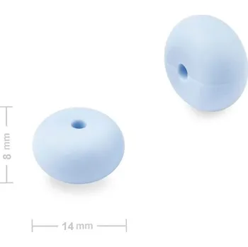 Korálek Silikonové korálky rondelky 14x8 mm Pastel Blue