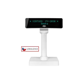 Kancelářská technika VFD zákaznický displej Virtuos FV-2030W 2x20 9mm, serial, bílý
