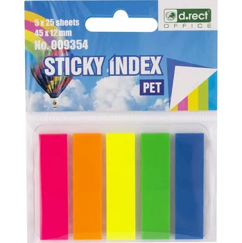 Samolepící bloček záložky 12x45mm, 5x25 ks neon