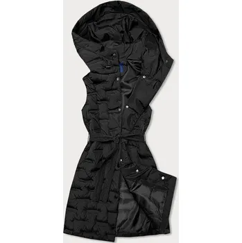 Dámská vesta Dlouhá černá dámská vesta s páskem (JIN217) odstíny černé L (40)