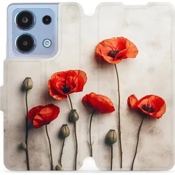 Pouzdro na mobilní telefon Flipové pouzdro Mobiwear - Xiaomi Redmi Note 13 4G - VP42S Vlčí máky (Knížkové flip pouzdro, obal, kryt na mobil Xiaomi Redmi Note 13 4G - VP42S Vlčí máky, materiál Umělá kůže + TPU - ochrana 360°, stojánek, silikonová vanička, magnetické zavírání)