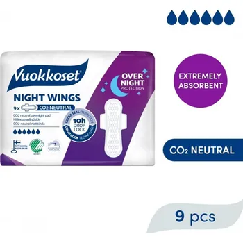 VUOKKOSET Noční vložky s křidélky Night Wings 9 ks