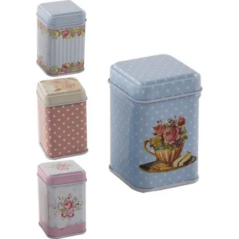 Dóza na potraviny Plechová krabička - dóza hranatá 4,5x4,5x7 cm - ORION domácí potřeby