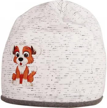 Čepice Bavlněná čepice Dráče - Hučka 17, bílá / melír, pejsek Barva: Bílá, Velikost: 50-52
