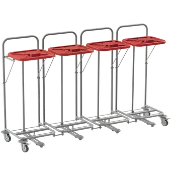 Odpadkový koš VK 80 - 4N vozík na třídění odpadu a prádla, nožní otevírání plast - VK - červený