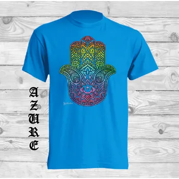 detske-levne-bavlnene-tricko-potisk-hamsa-bozi-ruka Barva: Azure - azurově modrá, velikost: 140