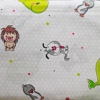 Zvířátka na bílé bavlna č.D47 cena za 1 metr Český výrobce