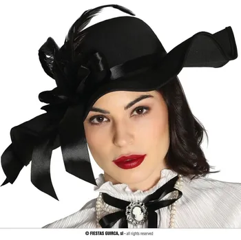 Karnevalový doplněk GuircaDámský klobouk s peřím - černý