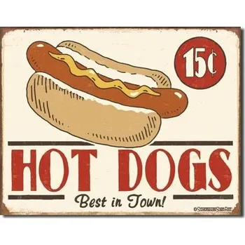 Plechová cedule D.E. metal signs Plechová cedule Hot dogs - best in town 40 x 32 cm