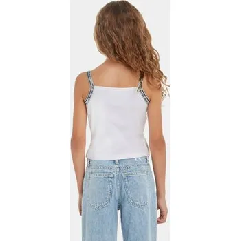 Calvin Klein Jeans Top Logo Tape IG0IG02436 Bílá Slim Fit 16Y