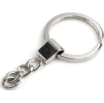 Kroužek na klíče Ø30 mm s řetízkem, plochý