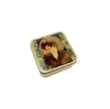 Dóza na potraviny EMERALD - SMARAGD A.Mucha plechová dóza zlatá s dotiskem na víčku 7418/40