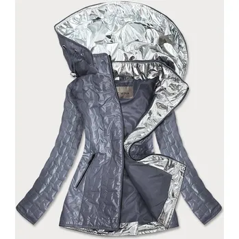 Šedá dámská bunda s ozdobnými vsadkami (MM50) odstíny šedé 48