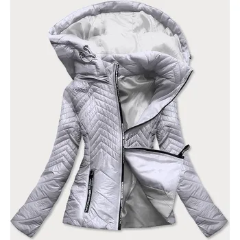 Krátká šedá prošívaná dámská bunda s kapucí (B9566) odstíny šedé S (36)