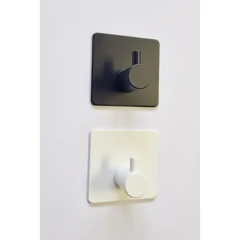 Věšák Háček kovový samolepící do kuchyně hranatý bílý černý 45x45mm Varianta: černý hranatý