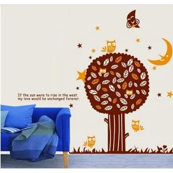 Samolepící dekorace Samolepka na zeď Noční strom se zvířátky - Nalepimeto