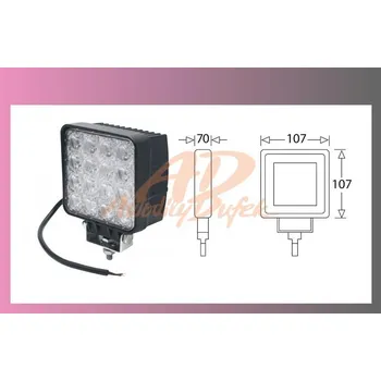 Pracovní světlo reflektor prac.LED-9-33V-hranaté+kabel