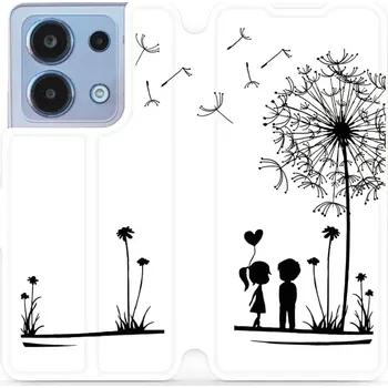 Pouzdro na mobilní telefon Flipové pouzdro Mobiwear - Xiaomi Redmi Note 13 4G - MH16P Dvojice s pampeliškou (Knížkové flip pouzdro, obal, kryt na mobil Xiaomi Redmi Note 13 4G - MH16P Dvojice s pampeliškou, materiál Umělá kůže + TPU - ochrana 360°, stojánek, silikonová vanička,)