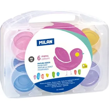 Speciální výtvarná barva Milan Barvy vodové prstové MILAN - 6 metalických barev, 100 ml 449733