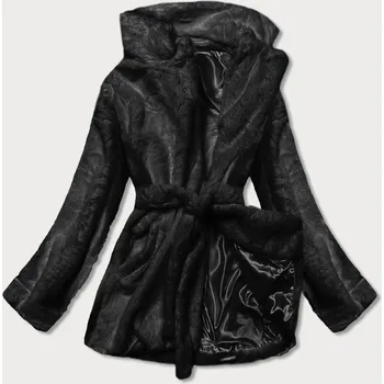 Černá dámská bunda - kožíšek s límcem (GSQ2166) odstíny černé L (40)