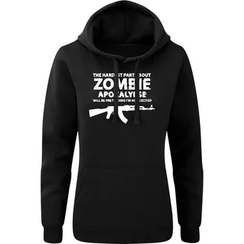 Dámská mikina Dámská mikina s kapucí Zombie Apocalypse Kalashnikov AKM - černá