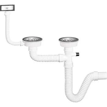 Sifon ARTTEC Sifon dřezový flexi EURO 114mm 5/4" krátký závit s přepadem a vývodem pro pračku SOR01817