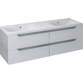 Nábytek WAVE dvojumyvadlová skříňka 149,7x50x47,8cm, bílá/dub stříbrný