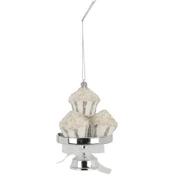 Vánoční dekorace Koopman International b.v. Dekorace - mufiny na podnosu stříbrné barvy 12 cm 456616