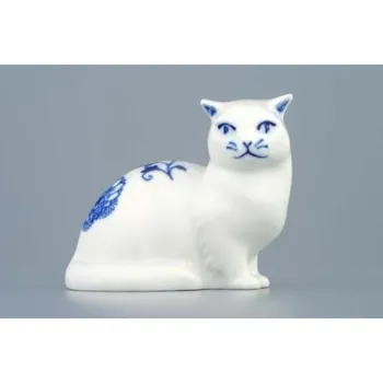 Český porcelán, a.s., Dubí Kočka sedící 6,6 cm, cibulák, Český porcelán