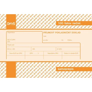 Tiskopis Príjmový pokladničný doklad A6, samoprepis, 100 listov, Slovensko