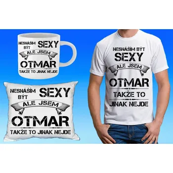 Pánské tričko OTMAR dárkový set se jménem S (tričko, polštářek a hrneček se jménem )
