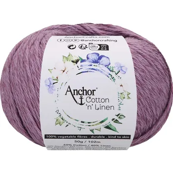 Příze Anchor Cotton ‚n‘ Linen 21 Levandulová (Přírodní příze Cotton ‚n‘ Linen 21 Damson)