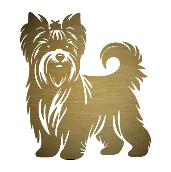 Polep vozidla SAMOLEPKA Pes 196 levá Jorkšírský teriér (64 - škrábaný kov zlatý) NA AUTO, NÁLEPKA, FÓLIE, POLEP, TUNING, VLASTNÍ TEXT, TISK, AUTOSAMOLEPKY.cz, POLEPY, OBRÁZEK, LOGO, SAMOLEPKY