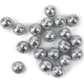 Vánoční dekorace Kulička stříbrná 1,5 cm, 20 ks